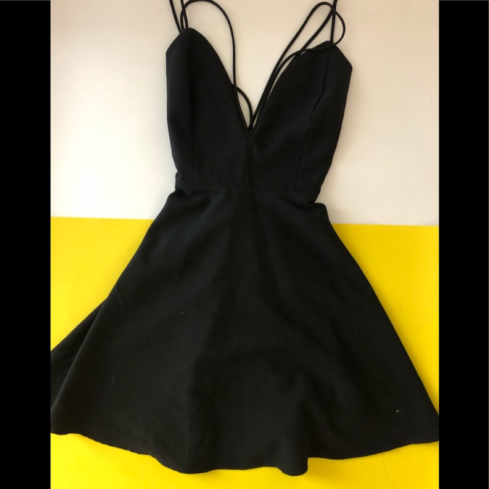 Black strapped backless dress